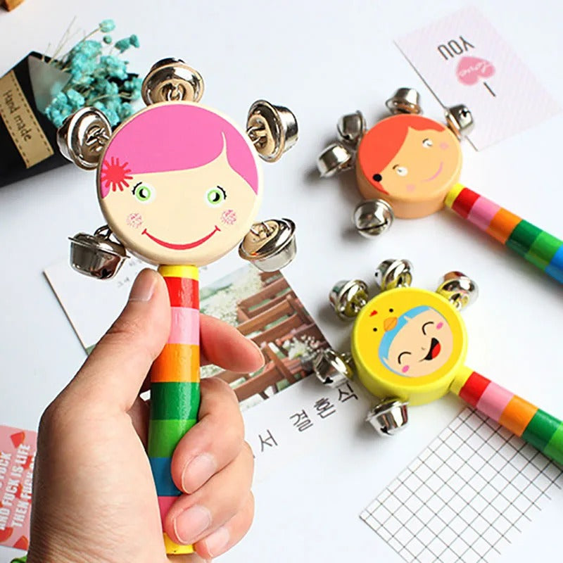 Hand Bell Stick Wooden Baby Rattle - 334 - Default Title - Odeez | Educational Toys Pakistan 