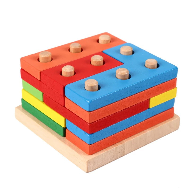Colorful Wooden Russian Shape Columns Set - 836 - Default Title - Odeez | Educational Toys Pakistan 