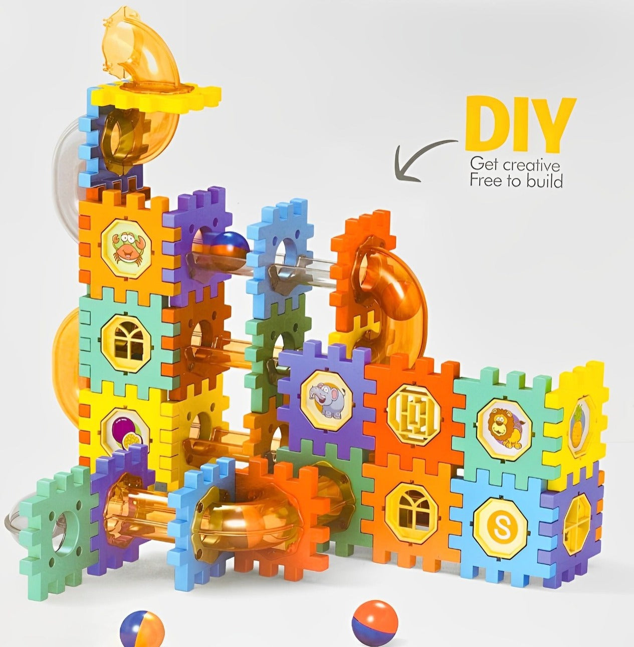 Pipeline Marble Ball Track Connecting Building Blocks - 125pcs - Default Title - Odeez | Educational Toys Pakistan 