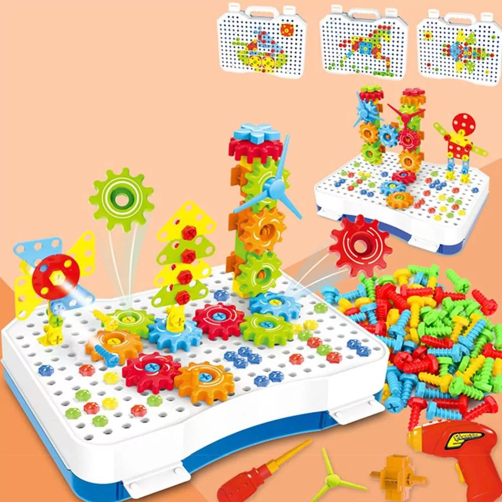 2 in 1 DIY Creative Gear & Drill Construction Kit - Default Title - Odeez | Educational Toys Pakistan 