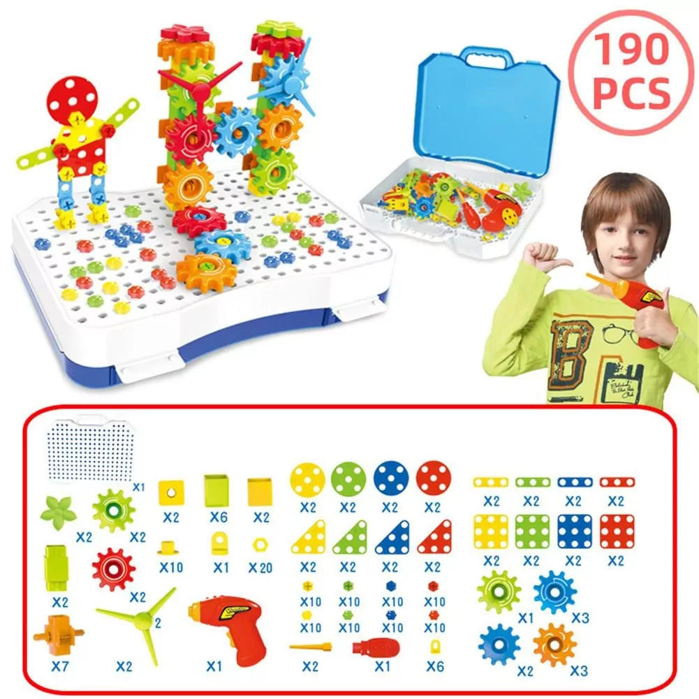 2 in 1 DIY Creative Gear & Drill Construction Kit - Default Title - Odeez | Educational Toys Pakistan 