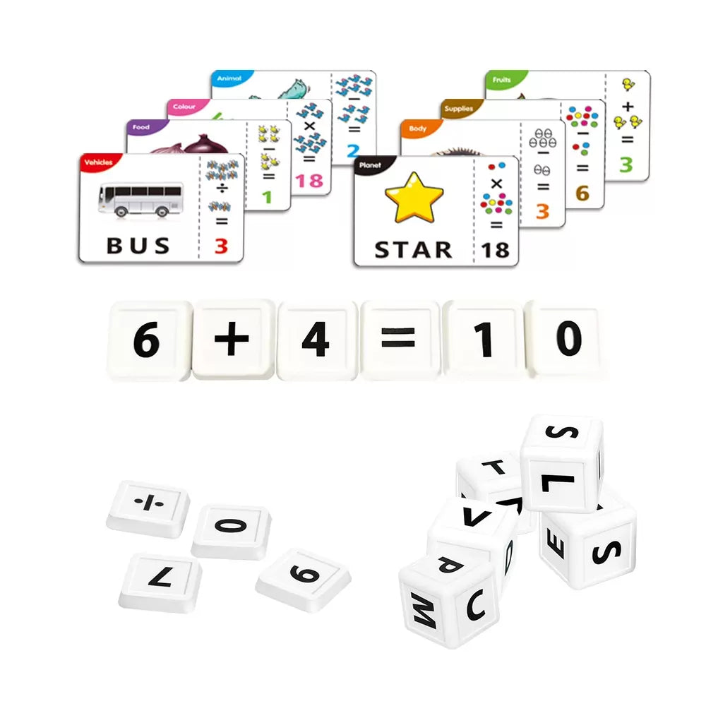 2 in 1 Word & Maths Learning Kit - 32 Cards - Default Title - Odeez | Educational Toys Pakistan 
