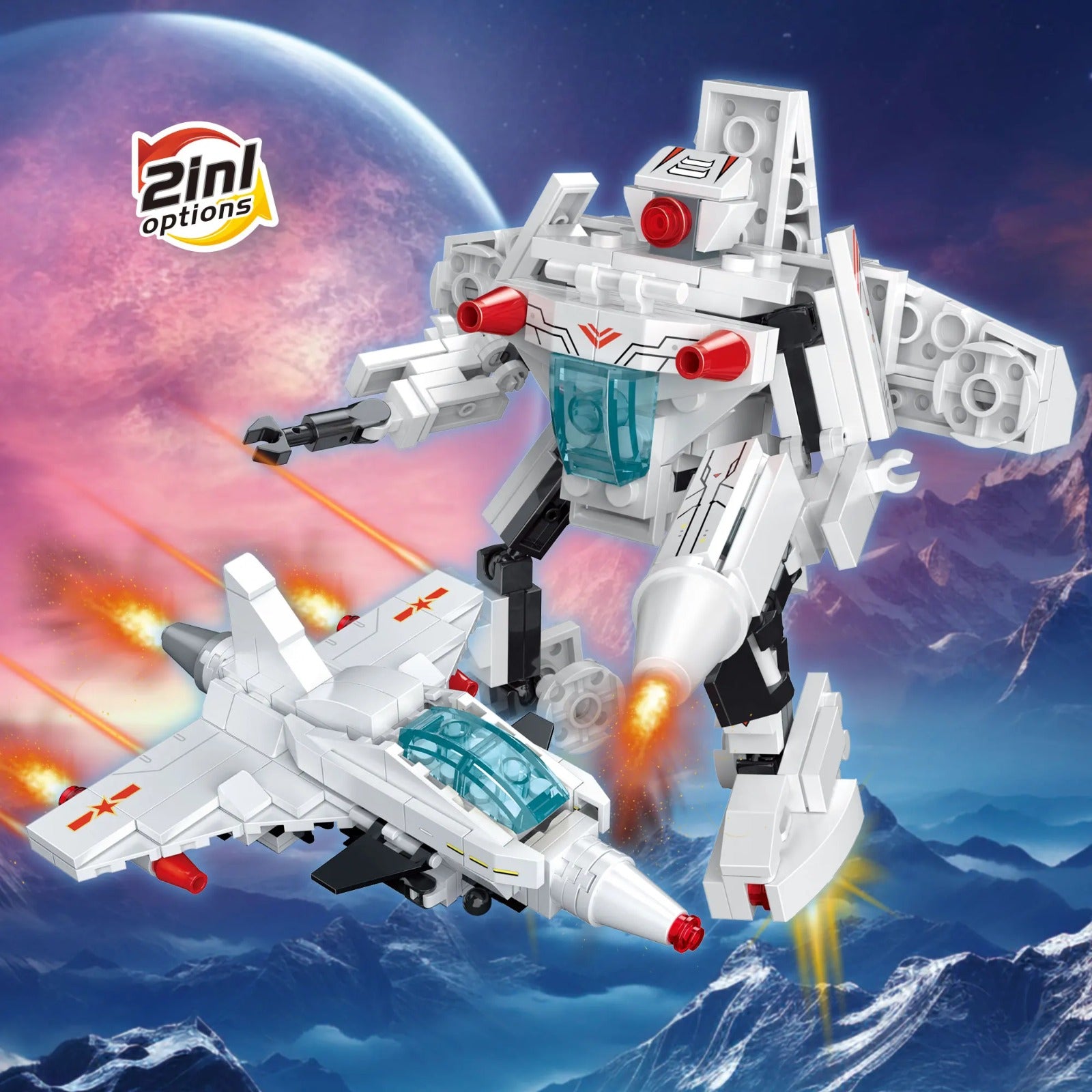 6 Space Explorers Fighter Robot Jet Building Blocks Model - 122