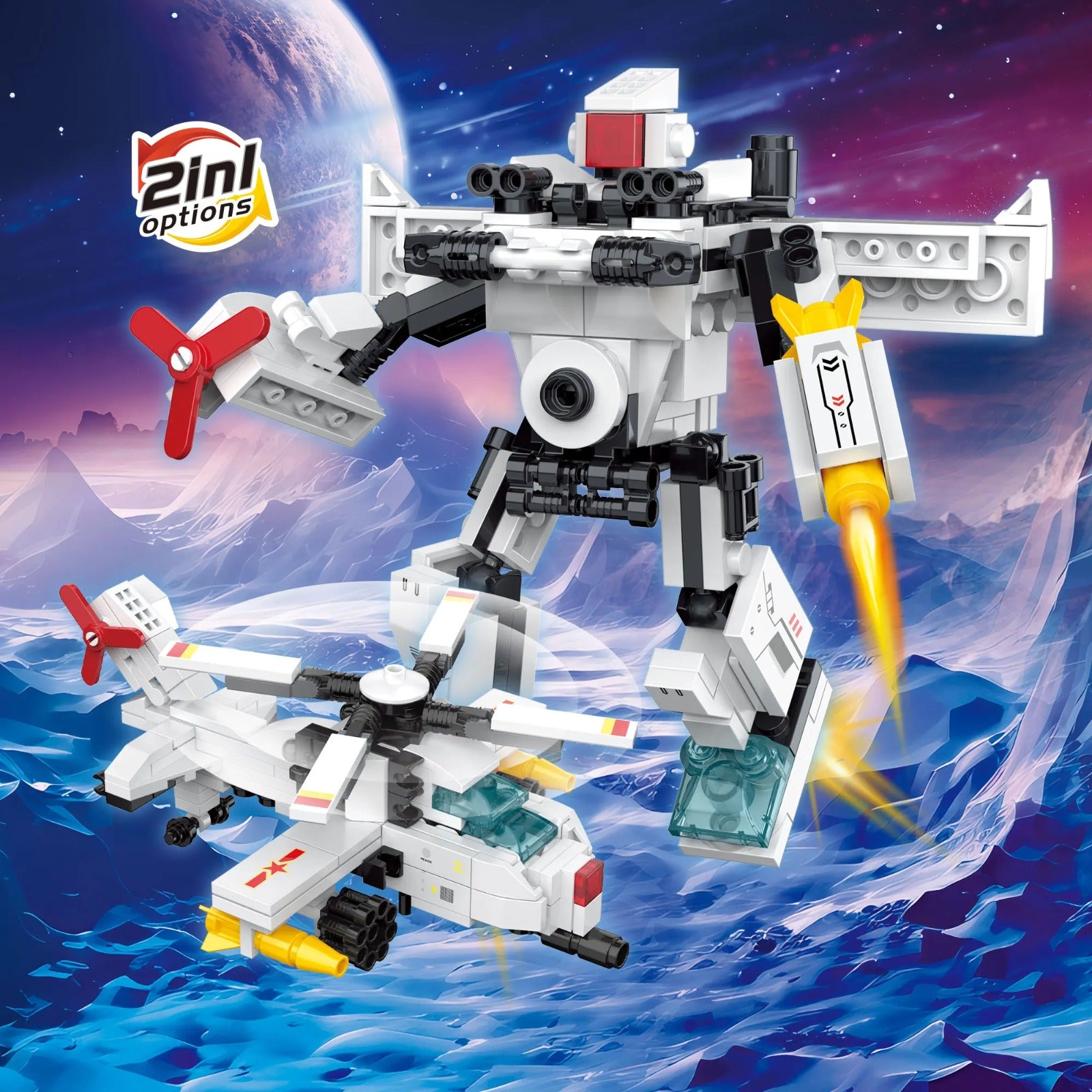 6 Space Explorers Fighter Robot Jet Building Blocks Model - 122