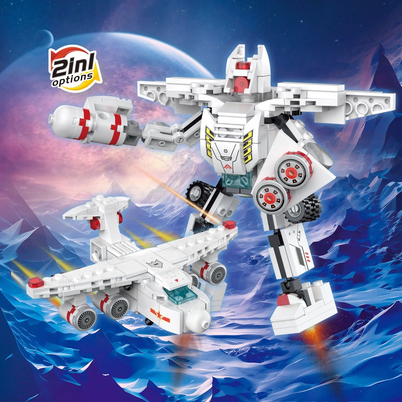 6 Space Explorers Fighter Robot Jet Building Blocks Model - 122