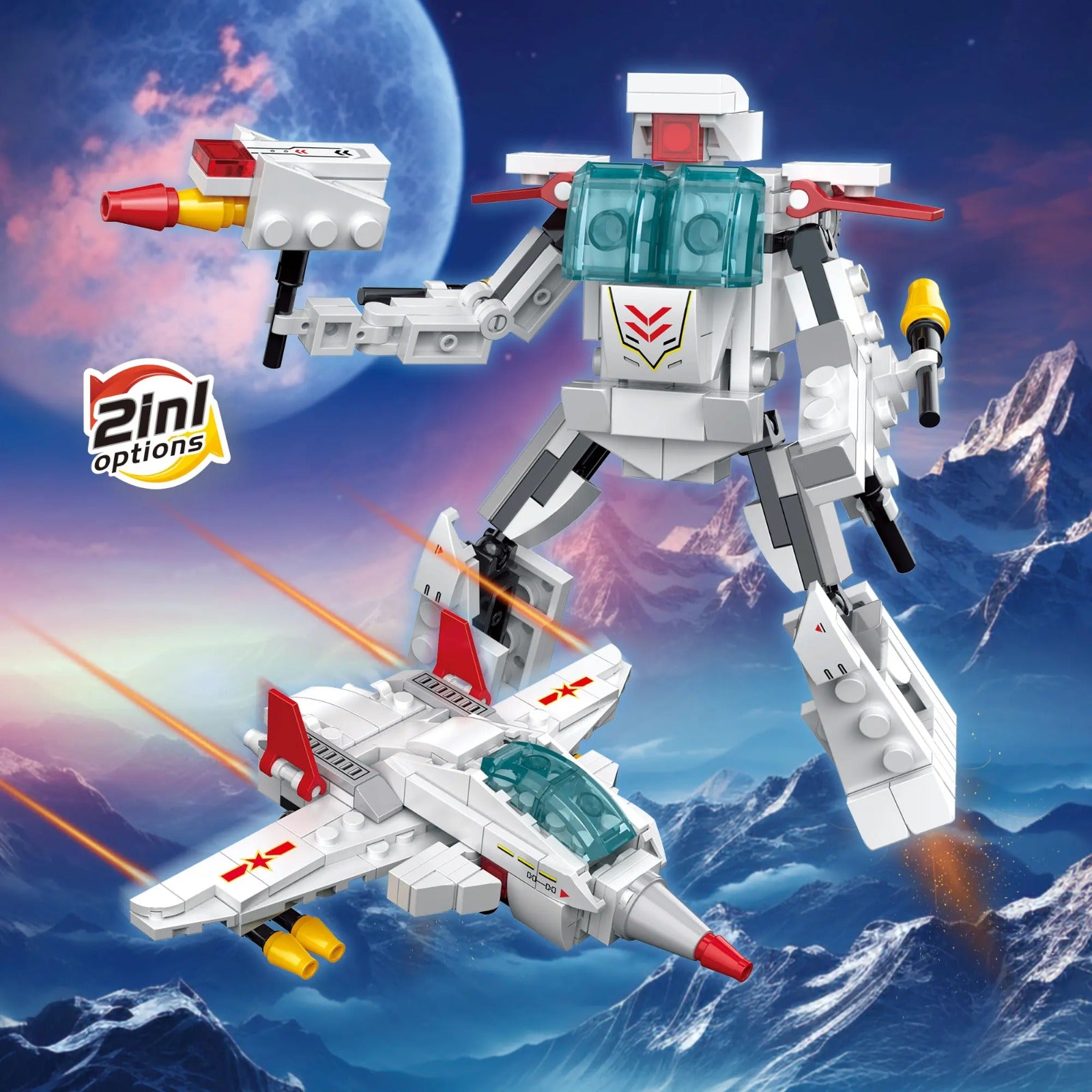 6 Space Explorers Fighter Robot Jet Building Blocks Model - 122