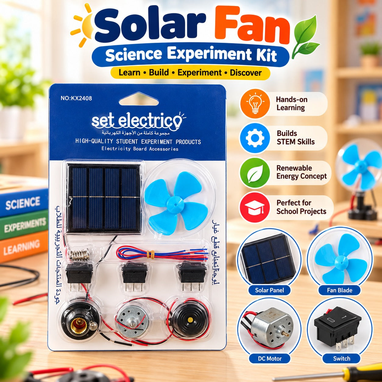 DIY STEM Solar Fan Science Experiment Kit 2408