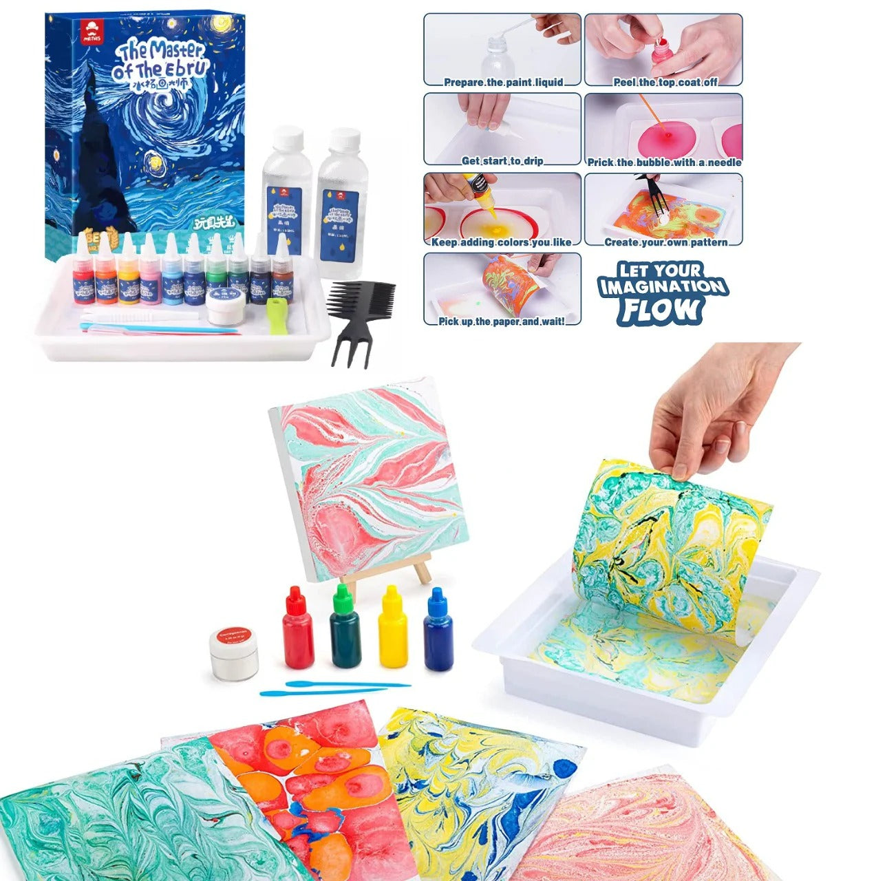 The Master of the Ebru Water Marble Painting Color - 06 colors-08 colors-12 colors - Odeez | Educational Toys Pakistan 