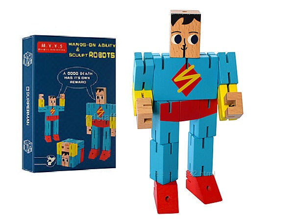 Wooden Superman Robot Transformation - 144 - Default Title - Odeez | Educational Toys Pakistan 