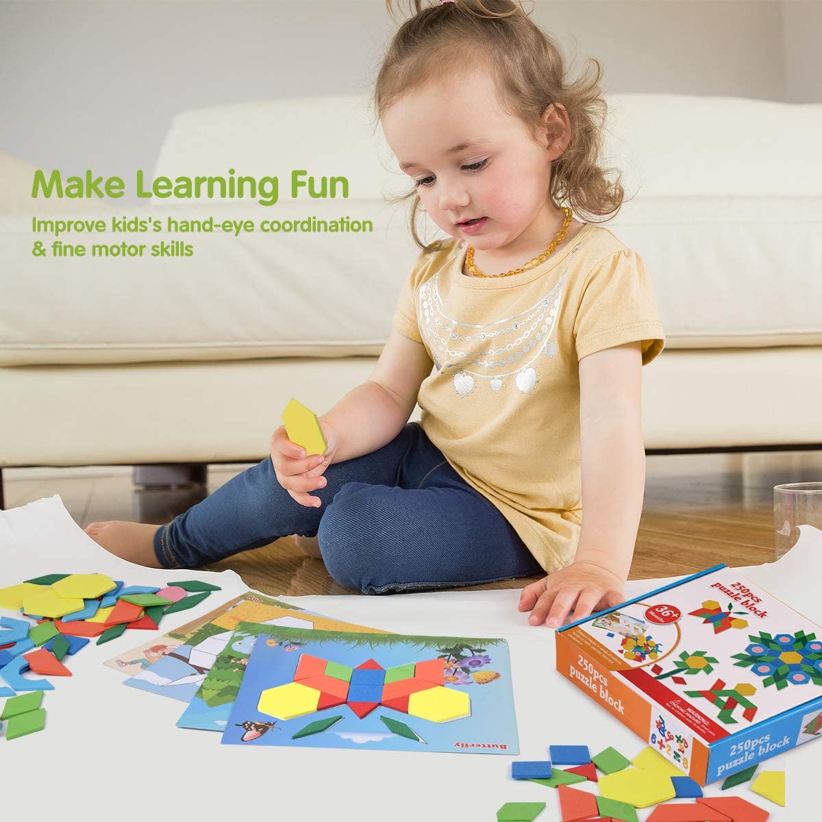 Wooden Pattern Puzzle Blocks - 125 Pieces - Default Title - Odeez | Educational Toys Pakistan 