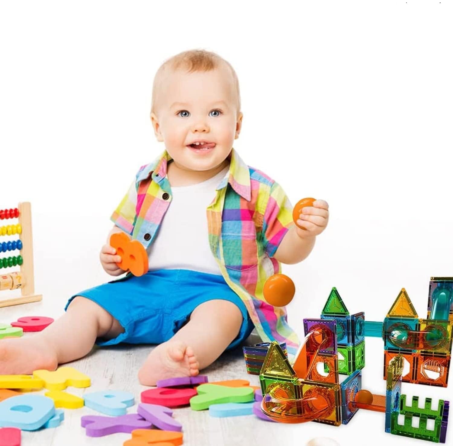 Magnetic Tile Construction Blocks - 69 pieces - Default Title - Odeez | Educational Toys Pakistan 