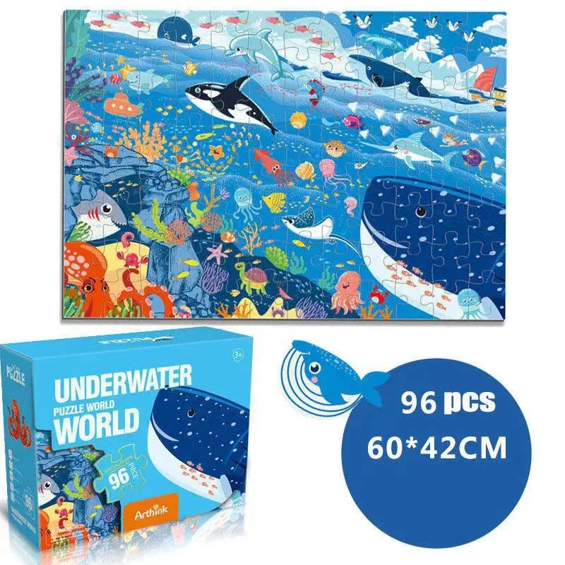 Underwater World, Space and Dinosaur Jigsaw Floor Puzzle - 96 pieces - Dinosaur-Space-Underwater - Odeez | Educational Toys Pakistan 