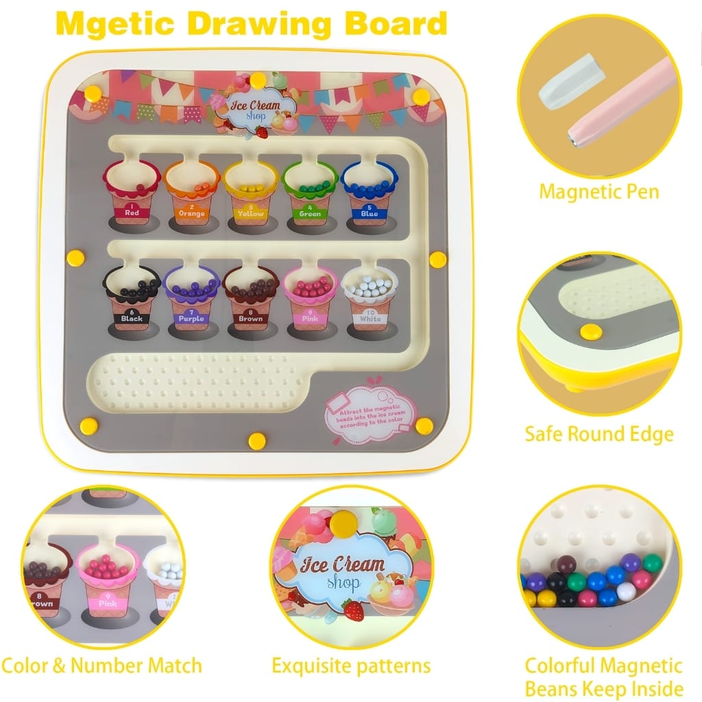 2in1 Magnetic Bead Maze Color Sorting and Drawing Board - 134 - Default Title - Odeez | Educational Toys Pakistan 
