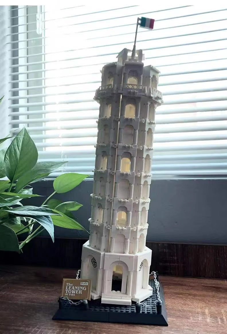 The Leaning Tower of Pisa Building Blocks Model - 1390 Pieces