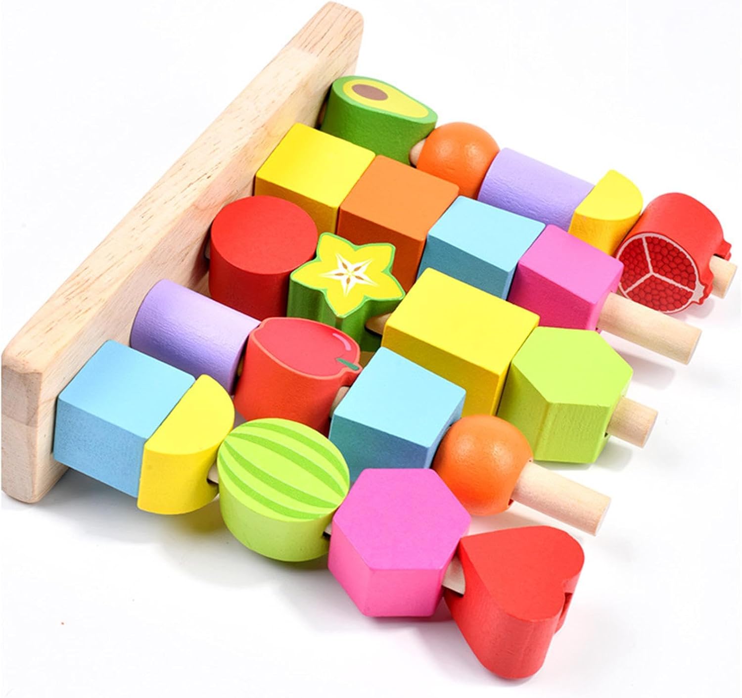 Wooden Montessori Fruits Sequence with Lacing Pattern - 002 - Default Title - Odeez | Educational Toys Pakistan 