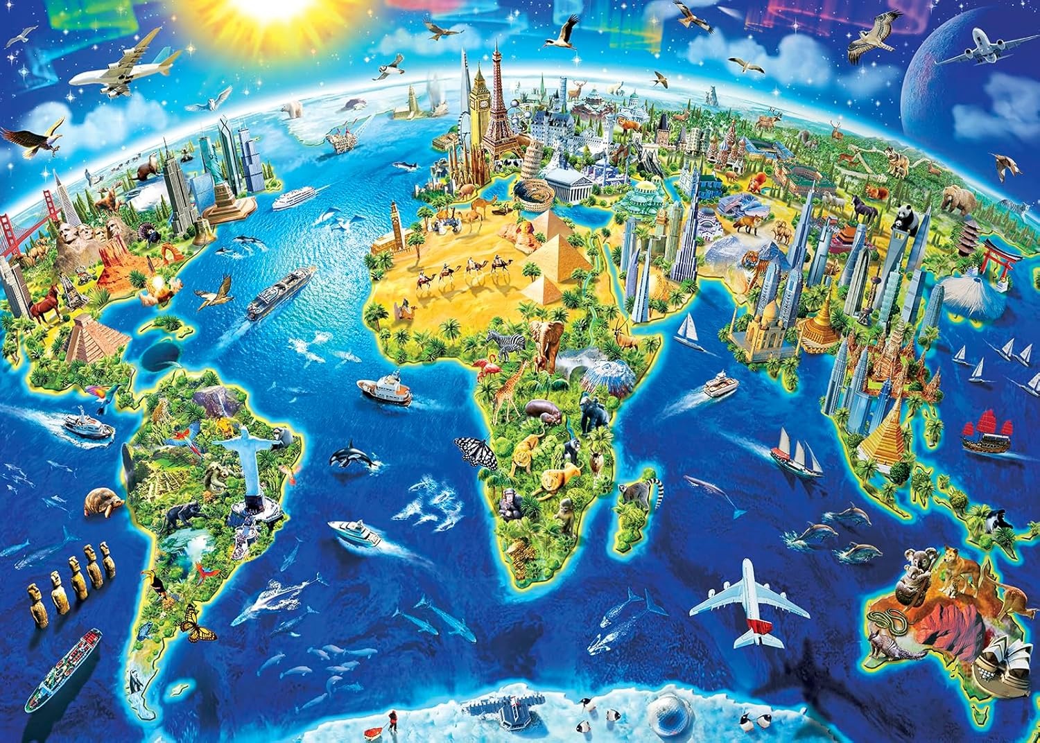 World Landmarks Map Jigsaw Puzzle 1000 pieces - 090