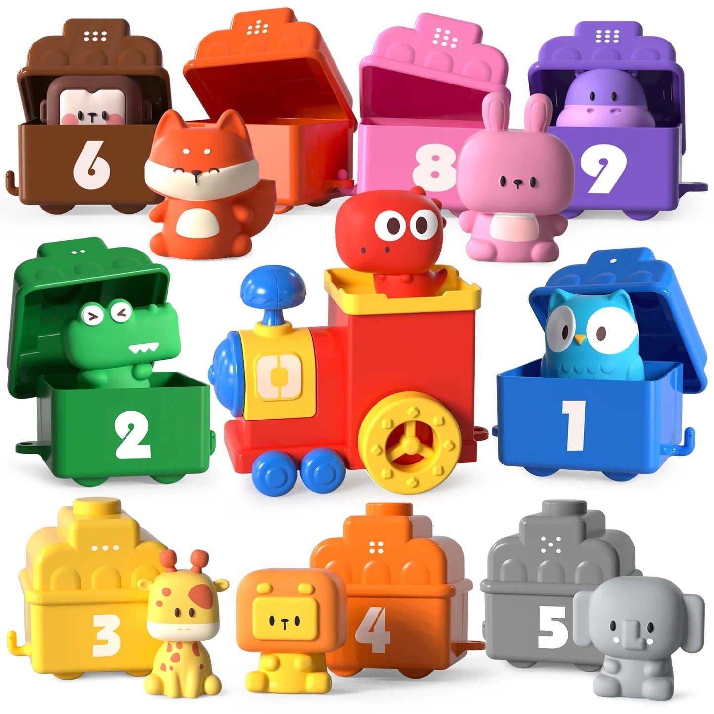 Animal Sorting Digital Train Adventure Matching Play Finger Puppet Set - 32Y