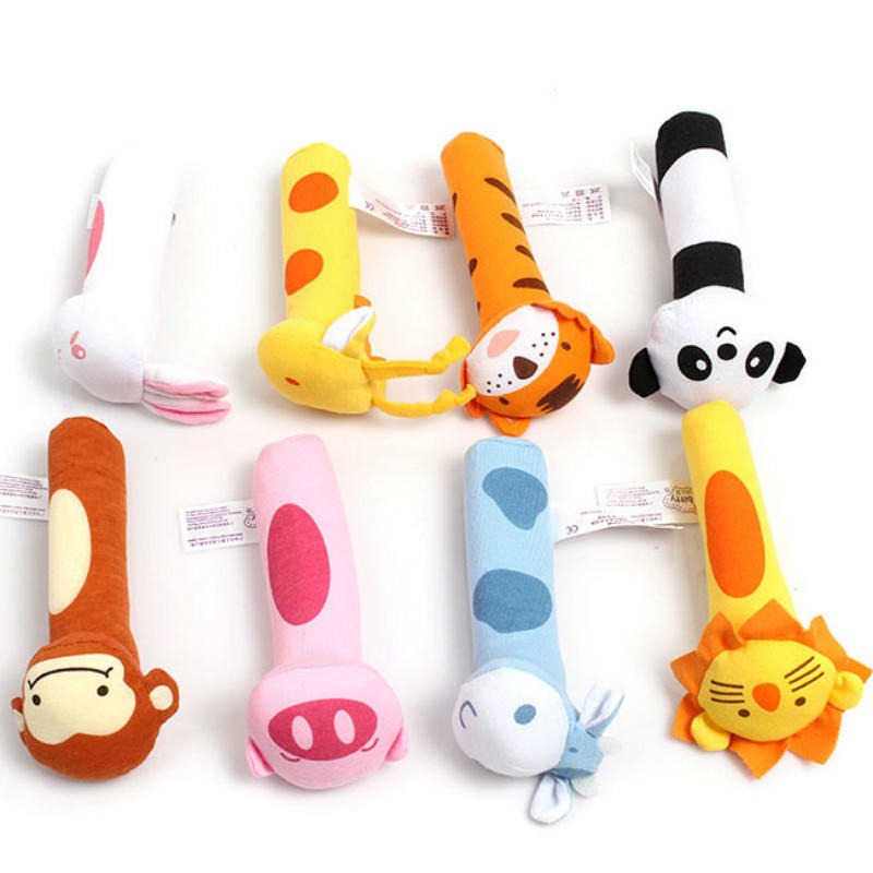 Soft Sound Animal Hand bells Plush Squeeze Rattle - 669 - Default Title - Odeez | Educational Toys Pakistan 