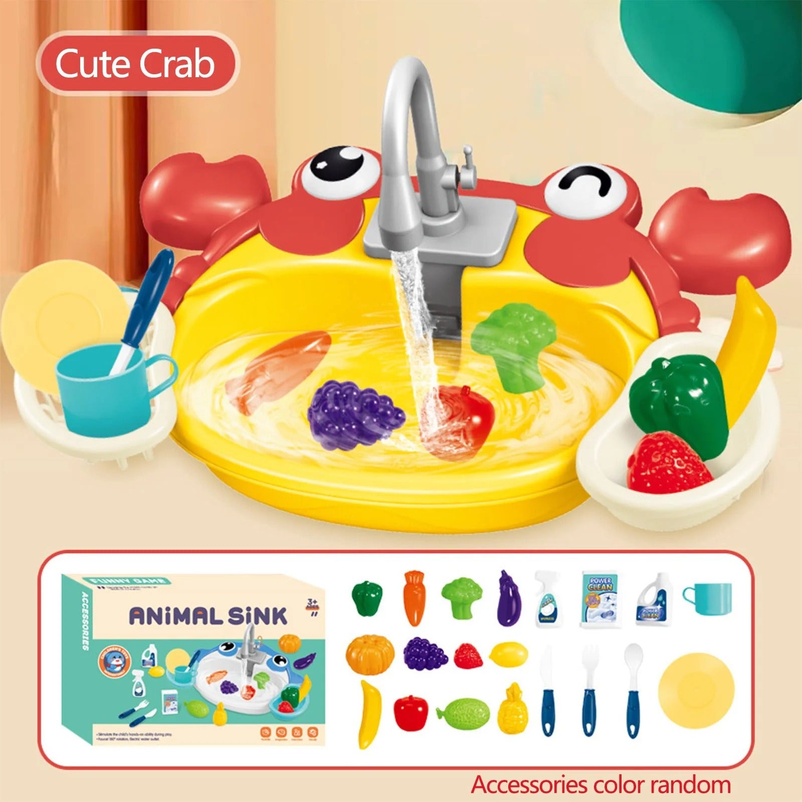 Cute Animal Kitchen Water Sink Pretend Play Set - 830