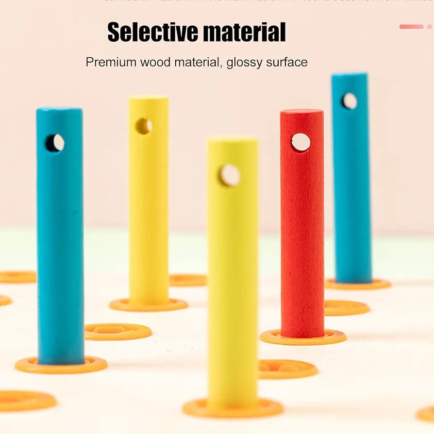 Wooden Rainbow Pegboard Lacing Activity with Patterns - 740 - Default Title - Odeez | Educational Toys Pakistan 