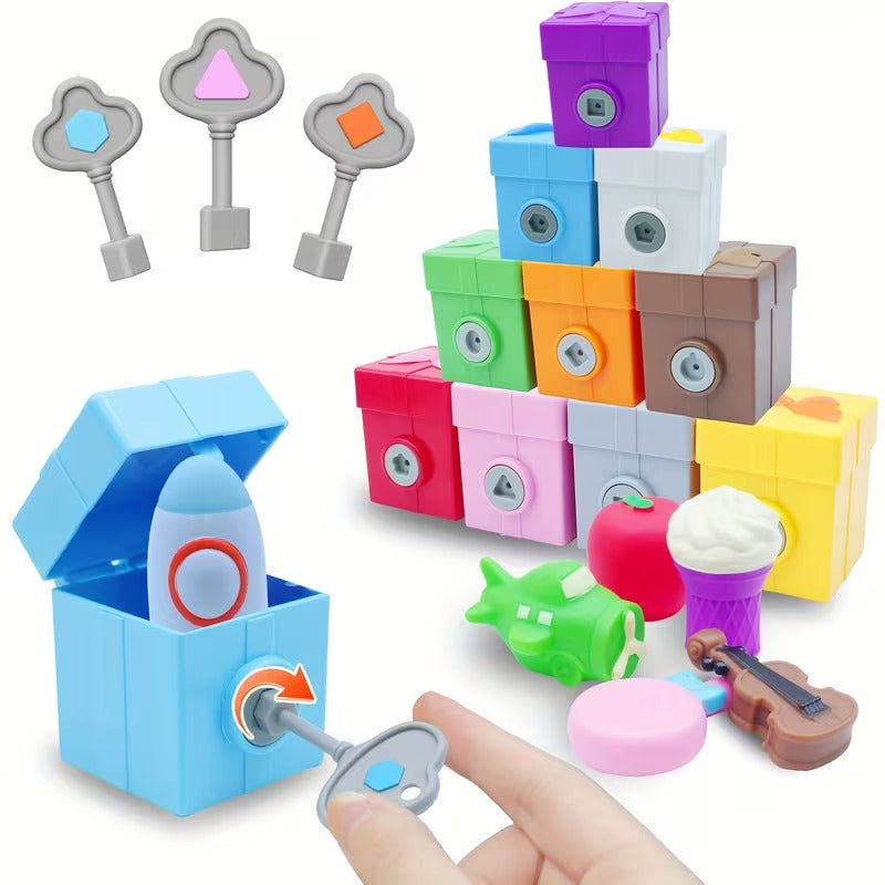 Surprise Party Number Color Shape Matching Lock and Key 10 Gift Boxes - 41A