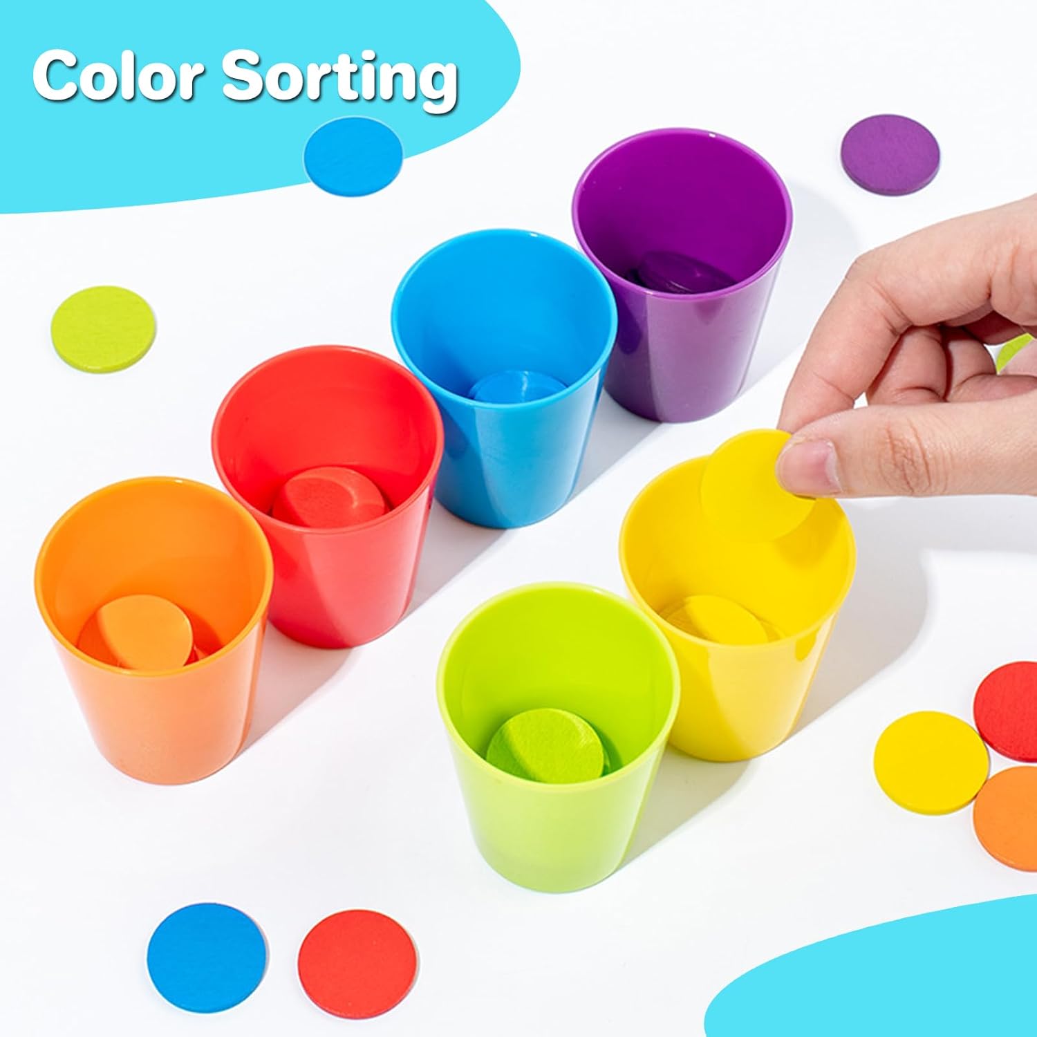 Color Sorting Classification Quick Stacking Cups with Coin and Pattern - 574