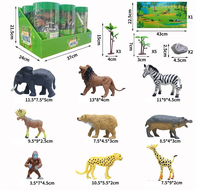 Mini Figure Wildlife Farm Animals Playset with Tree - 388