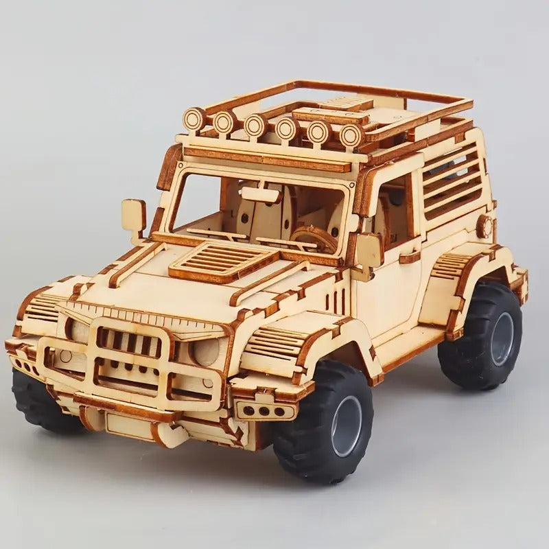 3D Wooden Mechanical Jeep Pull Back 125 Piece - 802