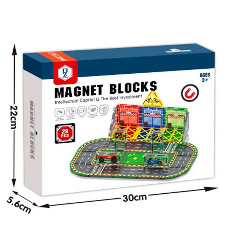 STEM Race Track Magnetic Tiles Construction Blocks 29 pieces - 77A