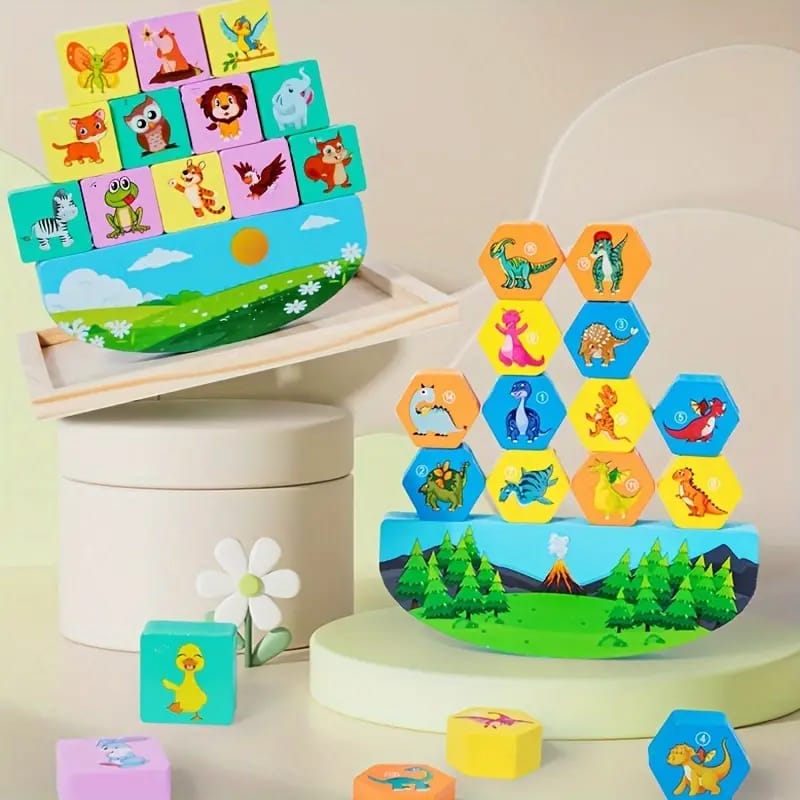 Wooden Dinosaur Stack Balancing Blocks - 68V - Default Title - Odeez | Educational Toys Pakistan 