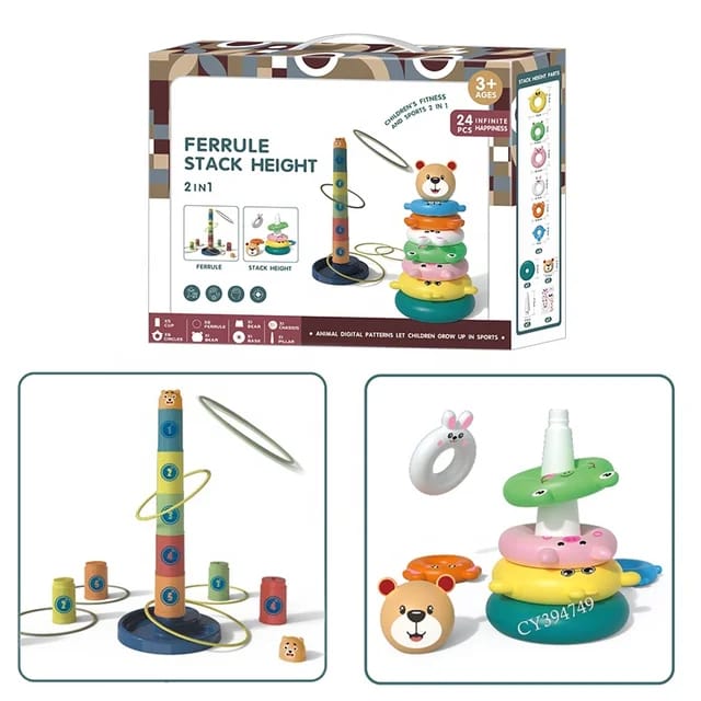 2in1 Stacking Cups and Ring Tower Play Set - 667 - Default Title - Odeez | Educational Toys Pakistan 