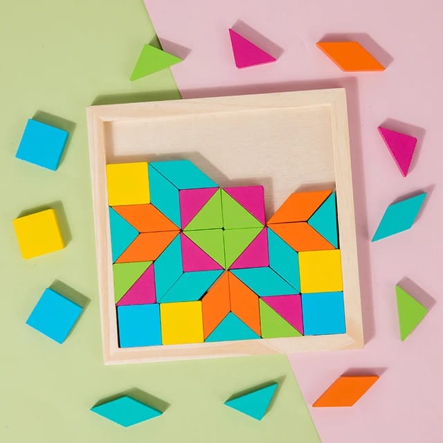 Wooden Geometrical Shapes Pattern Tangram Puzzle - 533 - Default Title - Odeez | Educational Toys Pakistan 