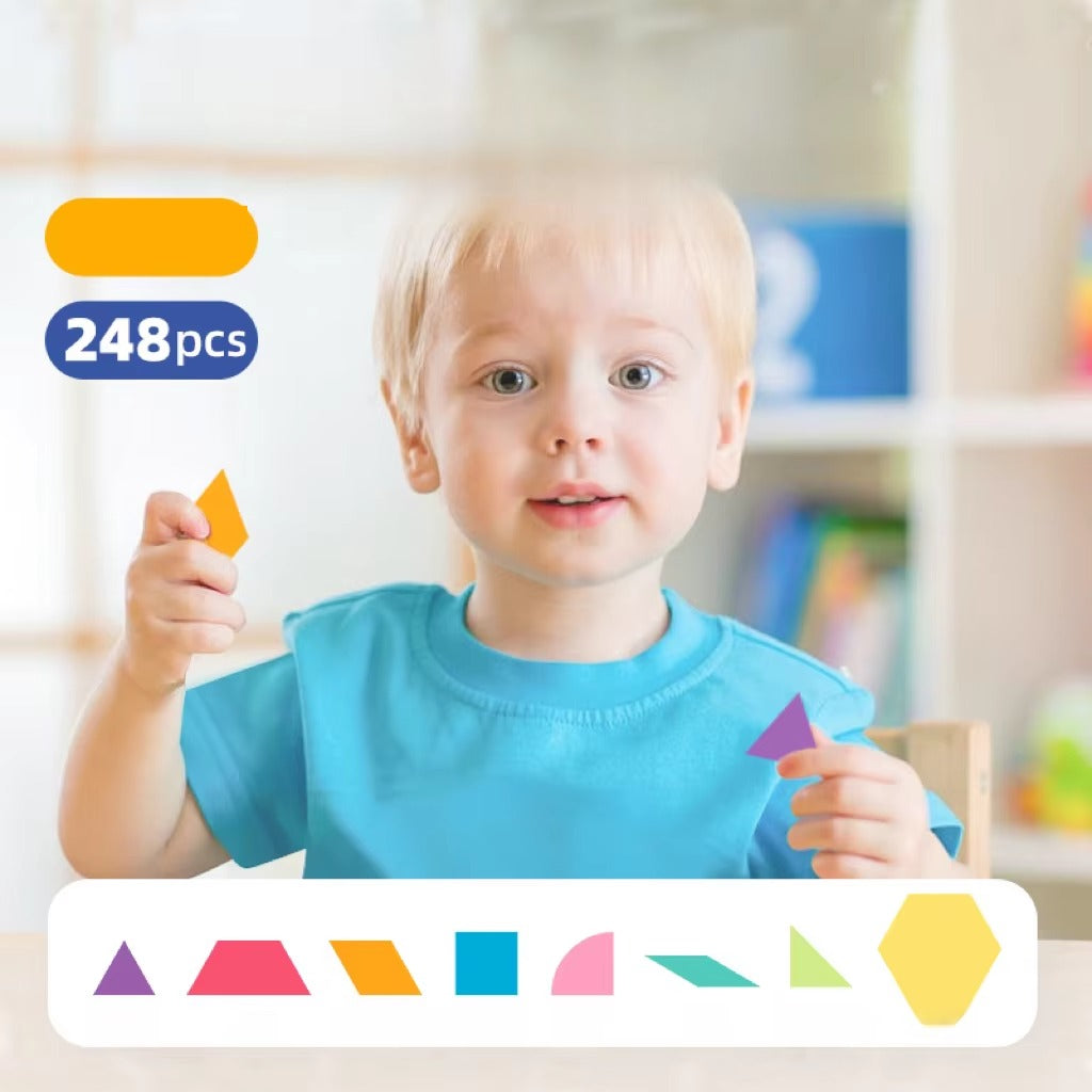 Magnetic Geometry Wooden Puzzle Drawing Board  248 pieces