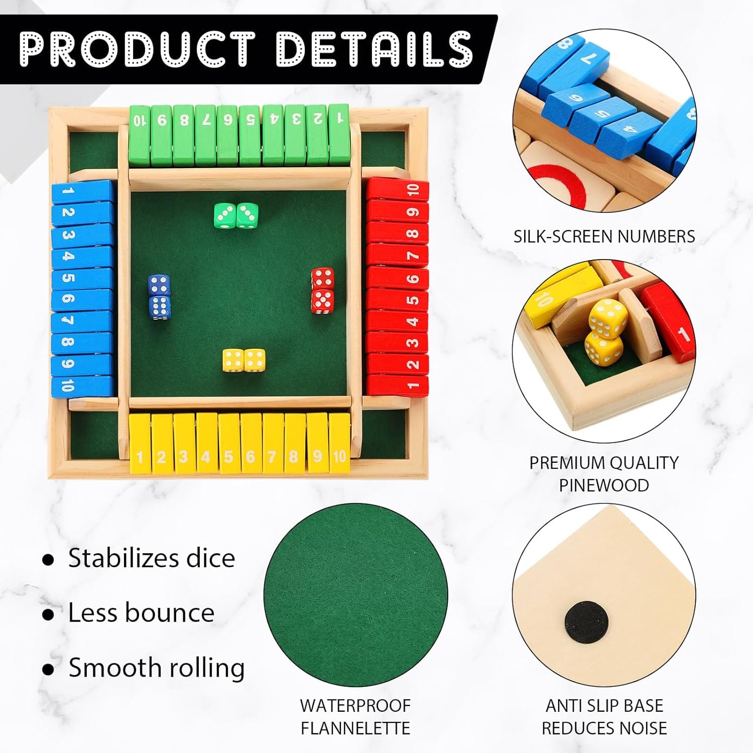 Colorful Wooden Dice Number Game for Family - 748