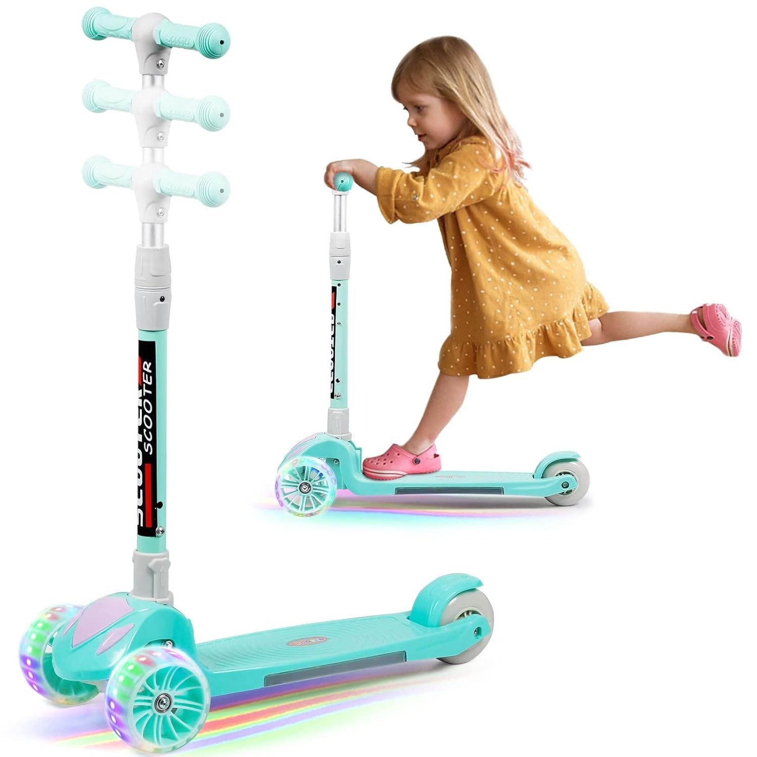 Foldable Light-Up Wheels Tri Wheels Scooter for Kids with Adjustable Height - 515