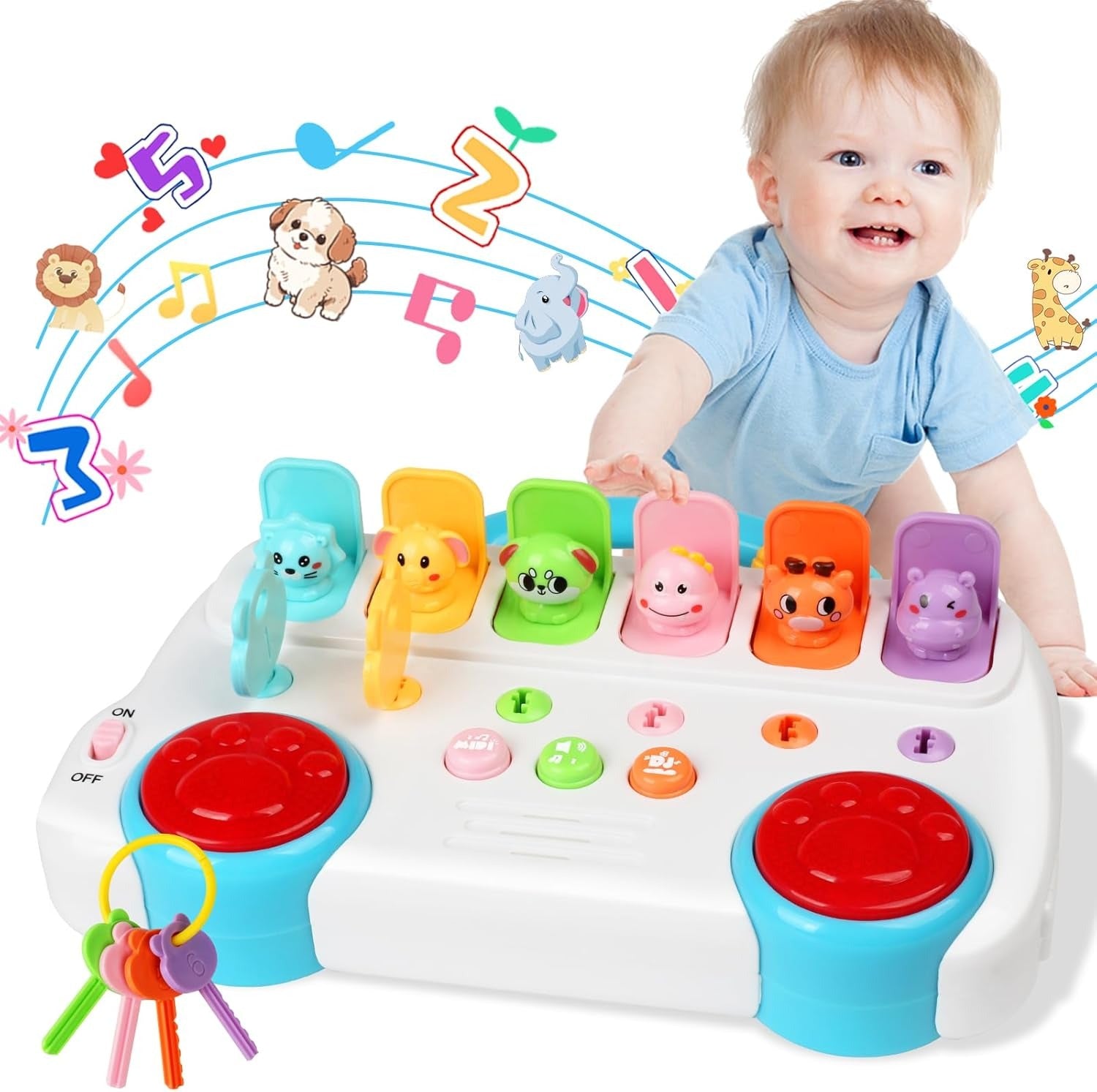 Interactive Pop Up Animal Sound Color Recognition Key Set - 940