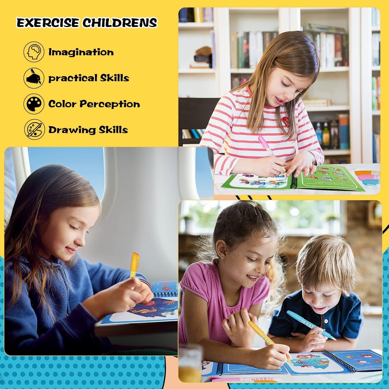 Water Doodle Coloring Book for Kids Random Design