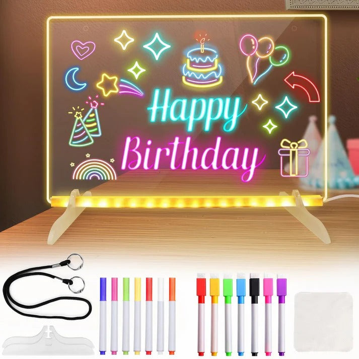 Acrylic LED Drawing Board With Colorful Light and 7 Neon Pens - 020