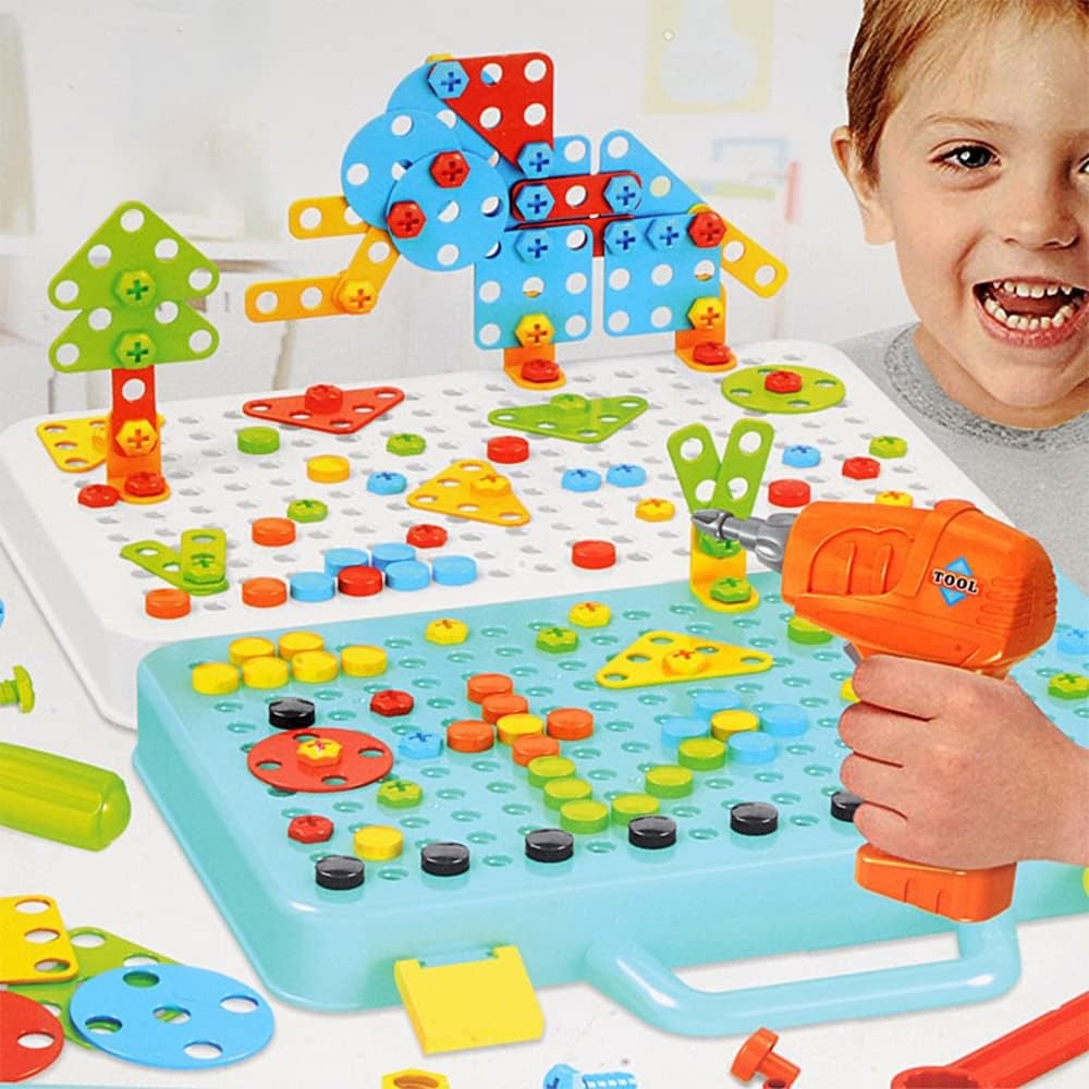 Creative Electric Drill Mosaic Pattern Puzzle Tool Kit - 37A