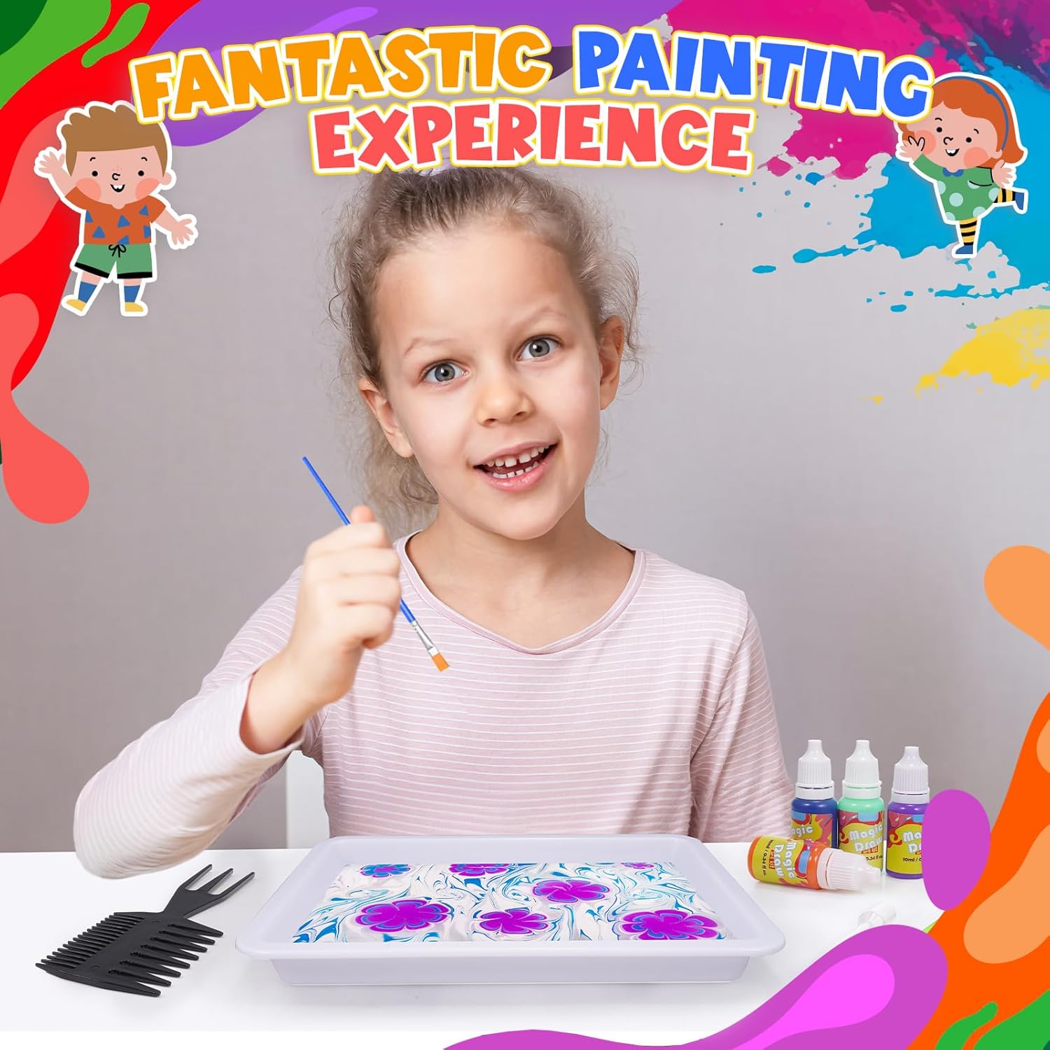 Magic Marbling Painting Art and Craft for Kids 6 Colors - B02