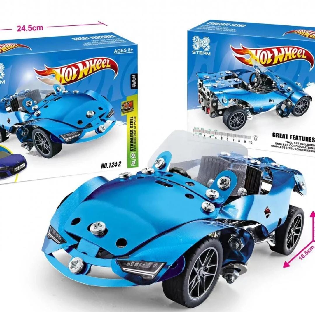 Build and Play Steel Racing Car Construction 208 pieces - 242 - Default Title - Odeez | Educational Toys Pakistan 