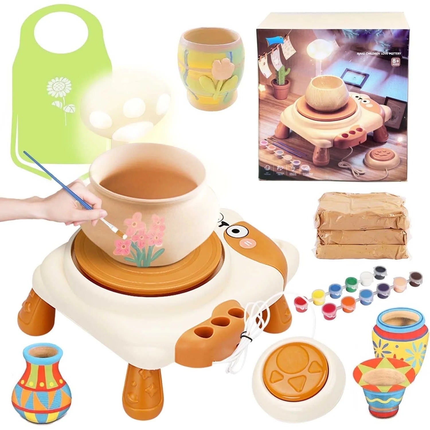 DIY Cat Electric Pottery Wheel Pretend Play Art Tool Kit - 03D