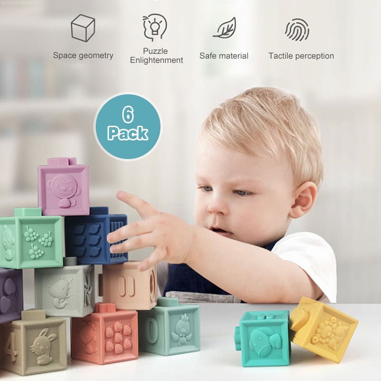 Baby Soft Gum Building Blocks 6 pieces - 080 - Default Title - Odeez | Educational Toys Pakistan 