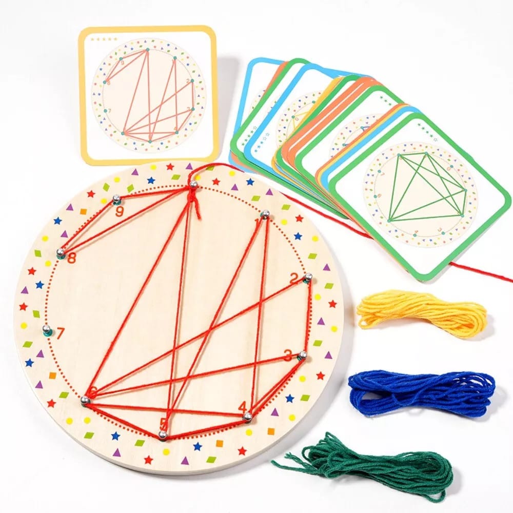 Wooden Geoboard Thread Winding Pattern Kit - 579 - Default Title - Odeez | Educational Toys Pakistan 