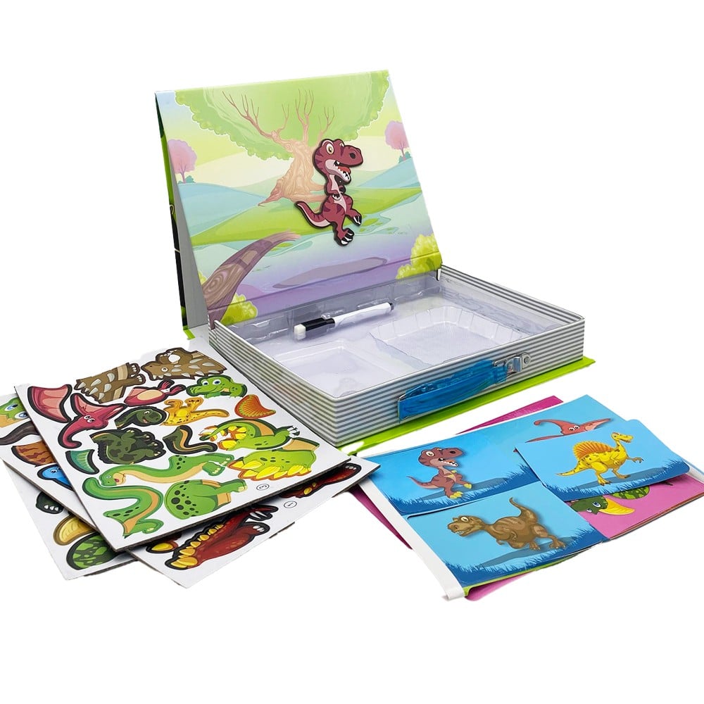 Magnetic Board Briefcase Puzzle with Marker 46 pcs - Dinosaurs