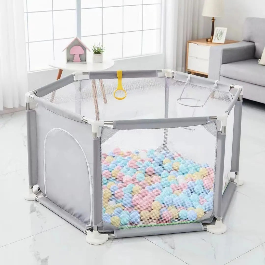 Hexagon Safety Playpen Basketball Arena for Kids - Gray-Blue-Red-Navy-Pink - Odeez | Educational Toys Pakistan 