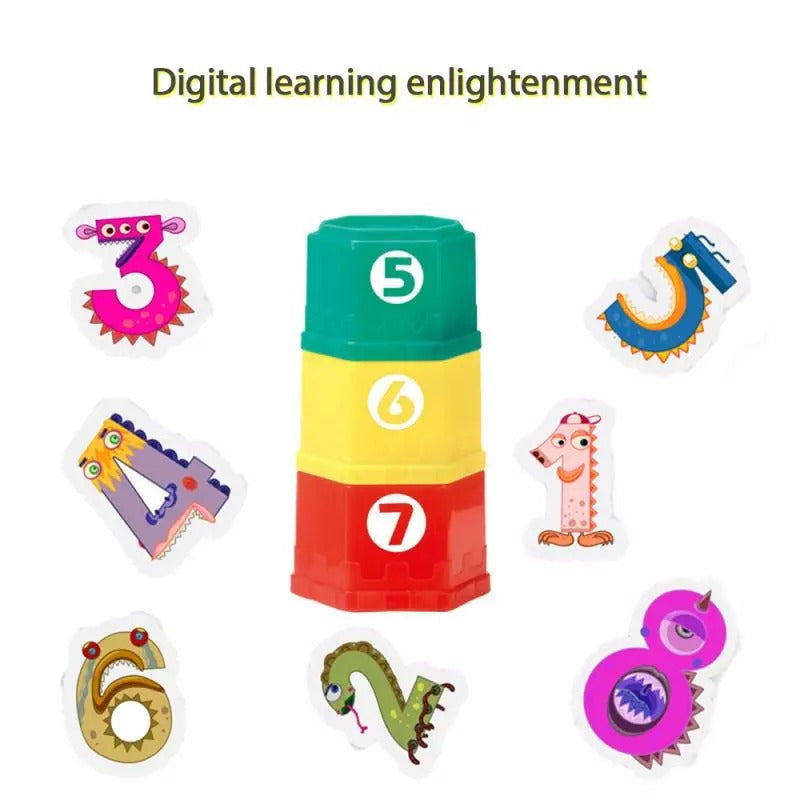 Colorful Numbers & Alphabets Stacking Cups - 10 pieces - Default Title - Odeez | Educational Toys Pakistan 
