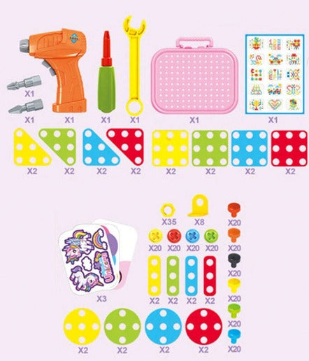 DIY Unicorn 5in1 3D Electric Drill Screw Creative Kit - 56A - Default Title - Odeez | Educational Toys Pakistan 