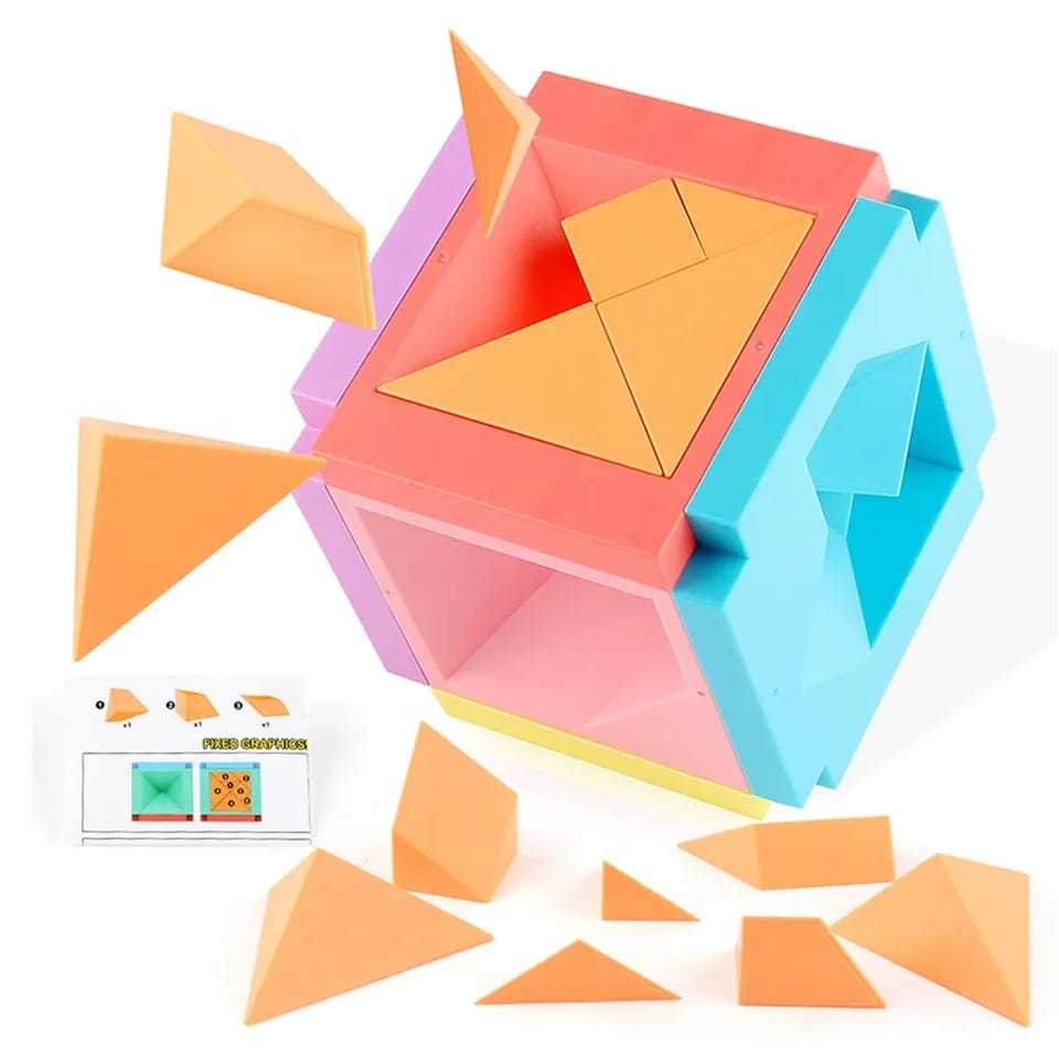3D IQ Tangram 6 Sided Puzzle - 166 - Default Title - Odeez | Educational Toys Pakistan 