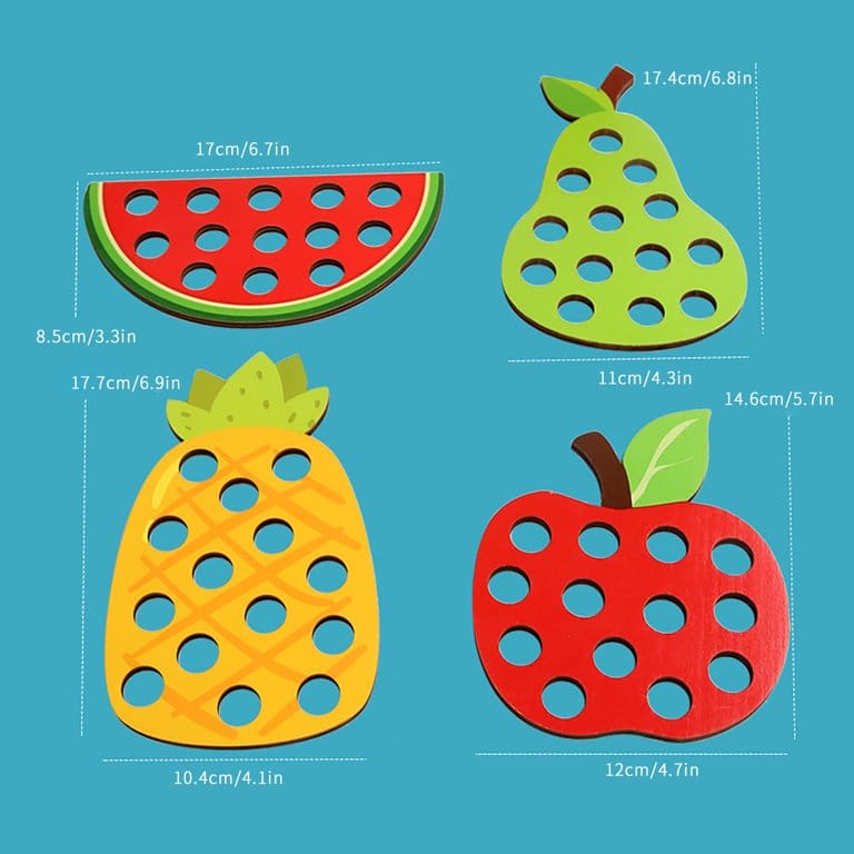 4 in 1 Wooden Fruits Threading Kit - 242 - Default Title - Odeez | Educational Toys Pakistan 